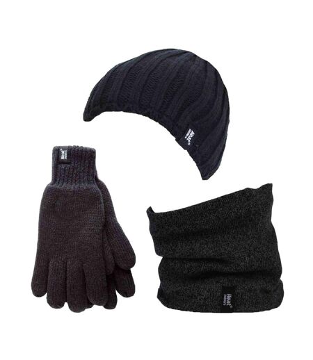 Mens Fleece Lined Thermal Hat & Gloves Neckwarmer Set for Winter