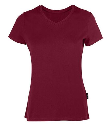 T-shirt manches courtes col V - Femme - HRM202 - rouge bordeaux