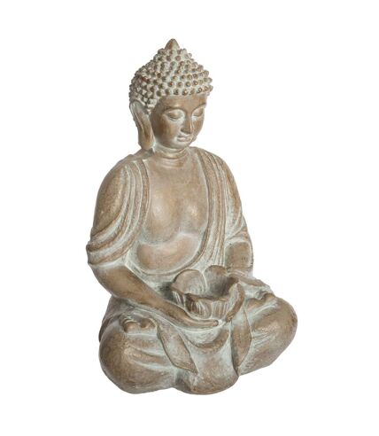 Statuette de Bouddha Eté Indien - H. 39 cm - Beige effet blanchi