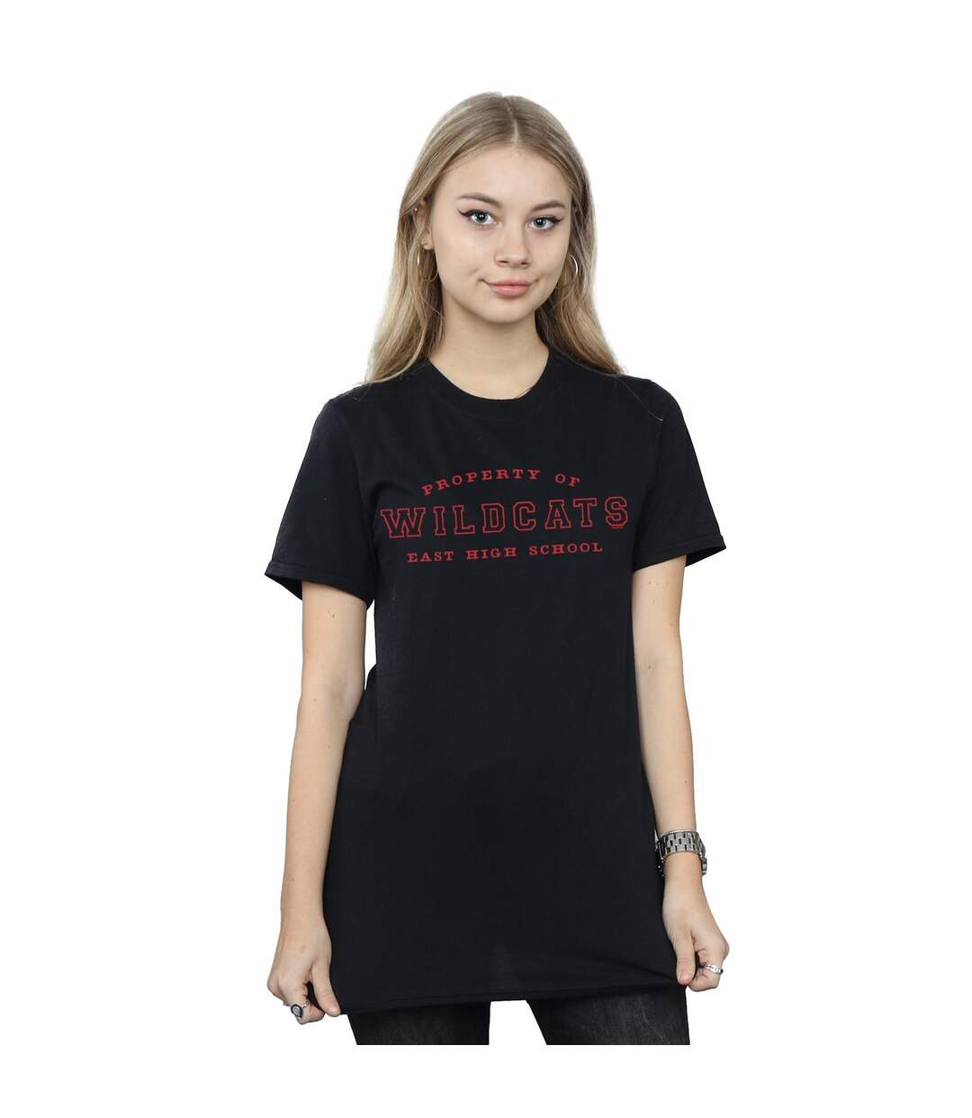 Disney Femme/Les femmes High School Musical The Musical Property Of Wildcats T-Shirt Boyfriend en coton (Noir) - UTBI28237-2