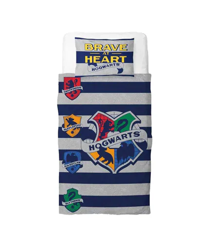 Brave At Heart Reversible Duvet Set Blue Grey Red Yellow Green Harry Potter