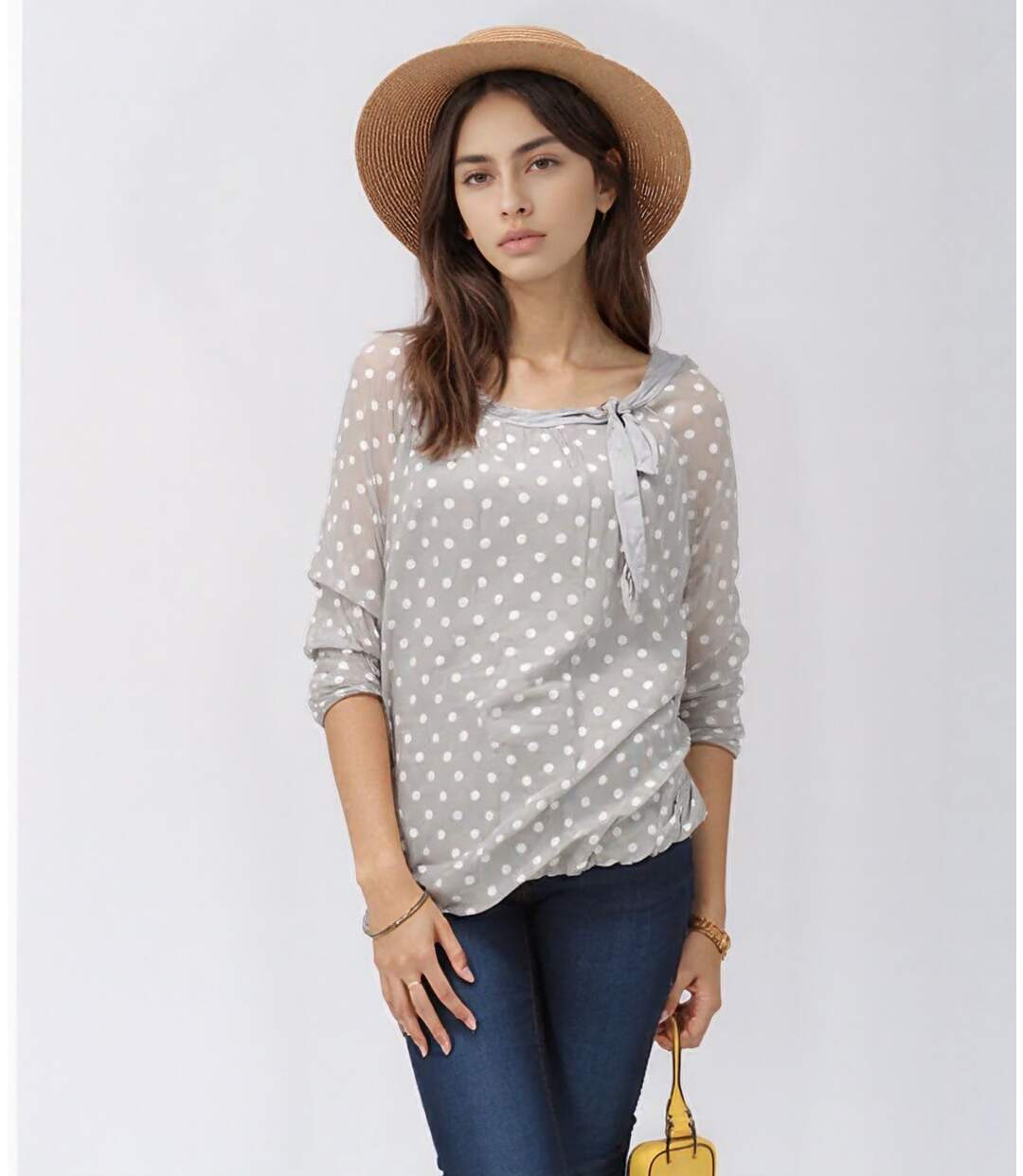 Tunique femme grise manches 3/4 - Motifs imprimés - Style et bien-être-4