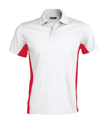 Polo bicolore homme - K232 - blanc - rouge - manches courtes