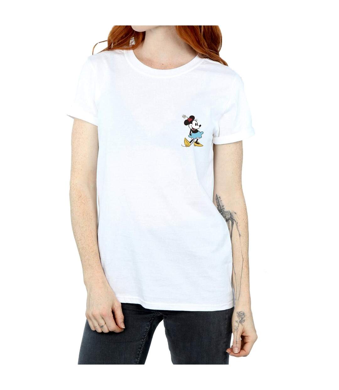 Disney Femme/Ladies Minnie Mouse Kick Chest Cotton Boyfriend T-Shirt (Blanc) - UTBI36511-3