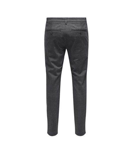 Mens Plaid Slim Chinos Grey Only