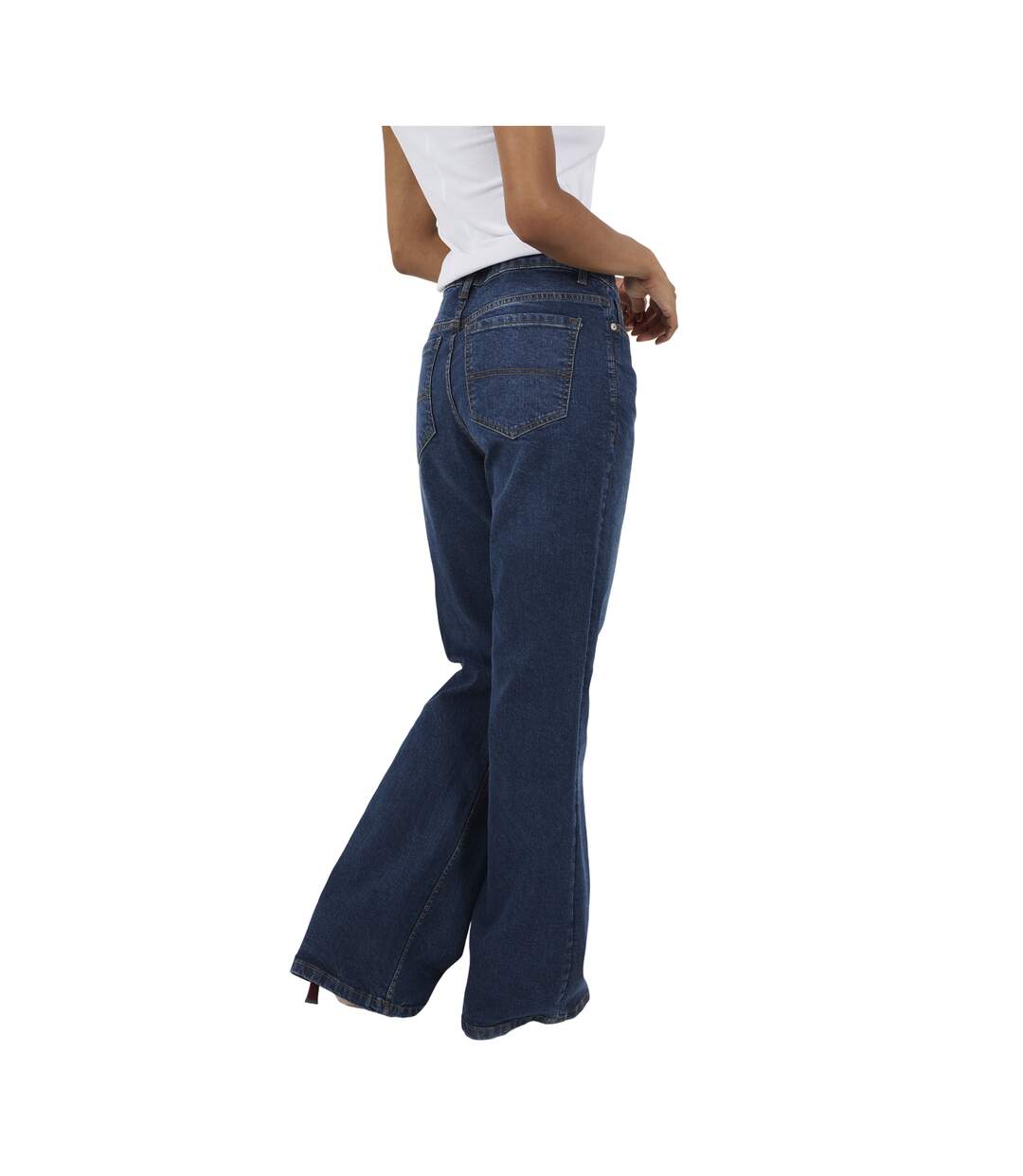 Womens/ladies Flared Mid Rise Jeans Indigo Brave Soul-2