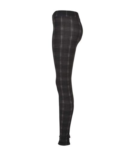 Womens/ladies Soft Checked Leggings Black Urban Classics