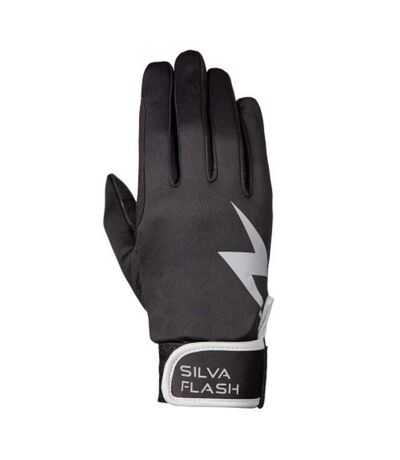 Hy Unisex Adult Silva Flash Riding Gloves (Black/Silver Reflective)