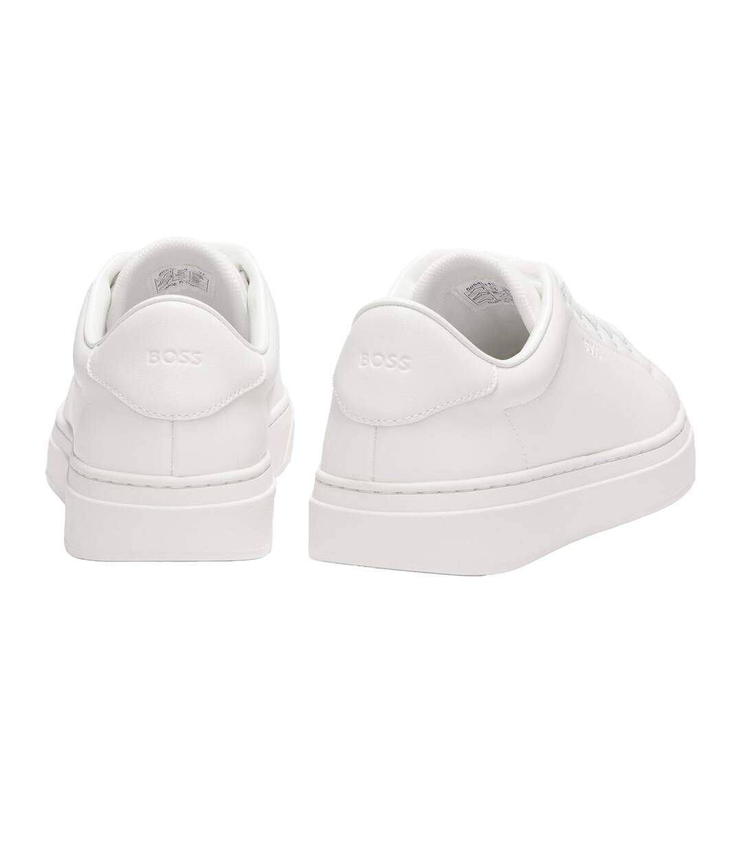 Womens/ladies Kieran Leather Flatform Trainers White Boss-2