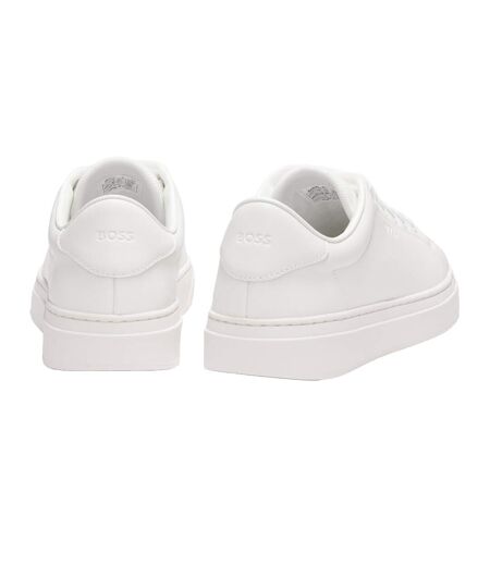 Womens/ladies Kieran Leather Flatform Trainers White Boss