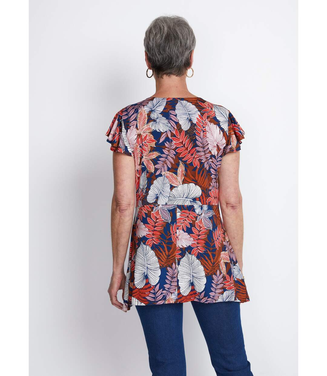 Tee-shirt long col V effet drapé-2