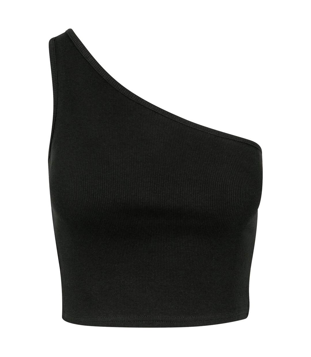 Womens/ladies Asymmetric Cropped Top Black Urban Classics-1