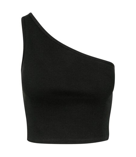 Womens/ladies Asymmetric Cropped Top Black Urban Classics