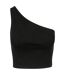Womens/ladies Asymmetric Cropped Top Black Urban Classics-1