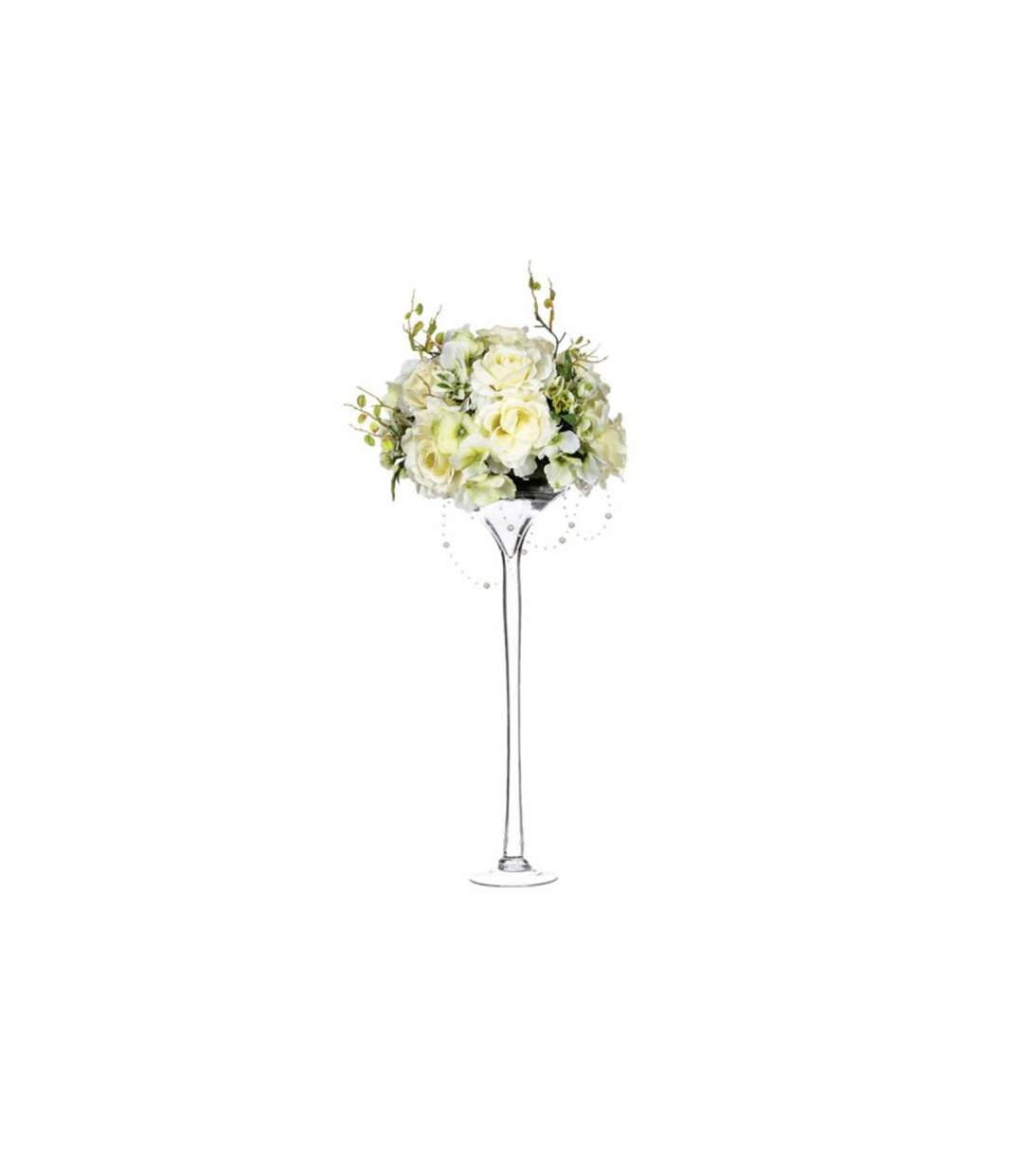 Composition Florale Rose 64cm Blanc-1