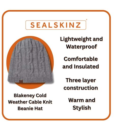 Mens Waterproof Cold Weather Cable Knit Beanie Hat