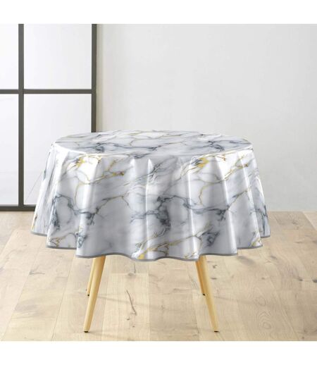 Nappe Toile Cirée Ronde Marquina 160cm Gris