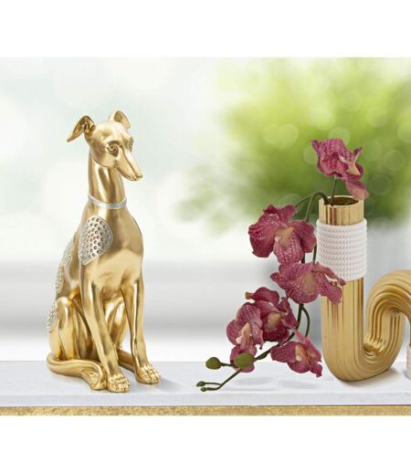Statuette Design en Résine Chien Assis 29cm Or