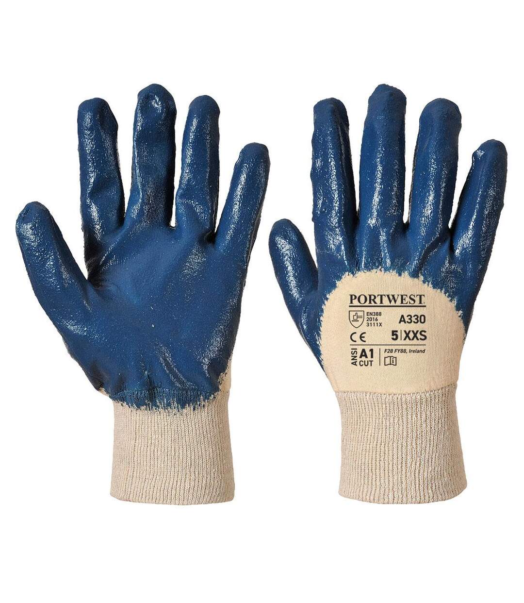 Unisex adult a330 lightweight nitrile safety gloves l navy Portwest-1