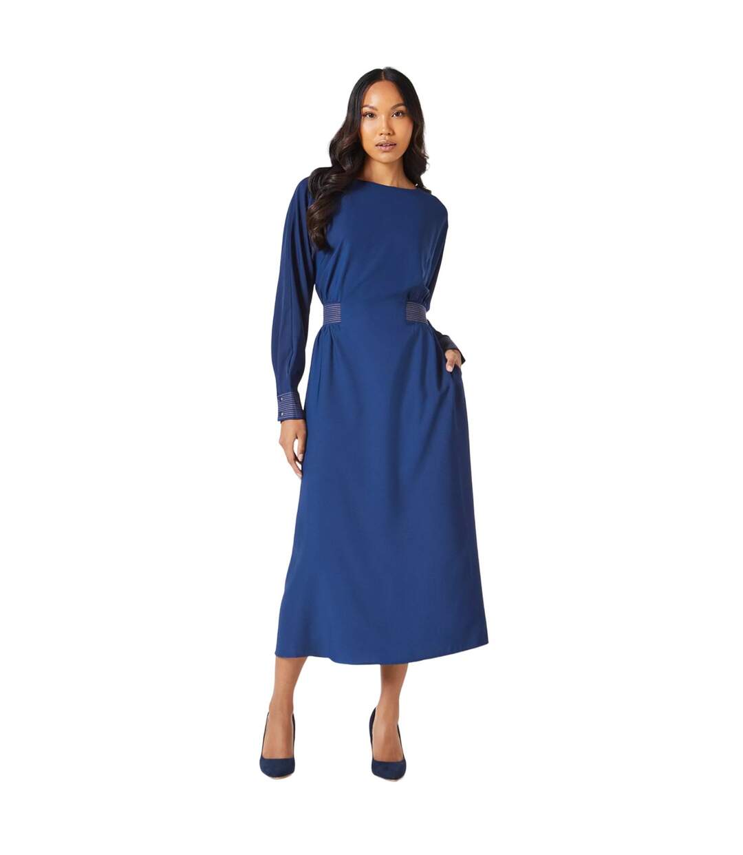 Robe mi-longue femme bleu marine Principles-1