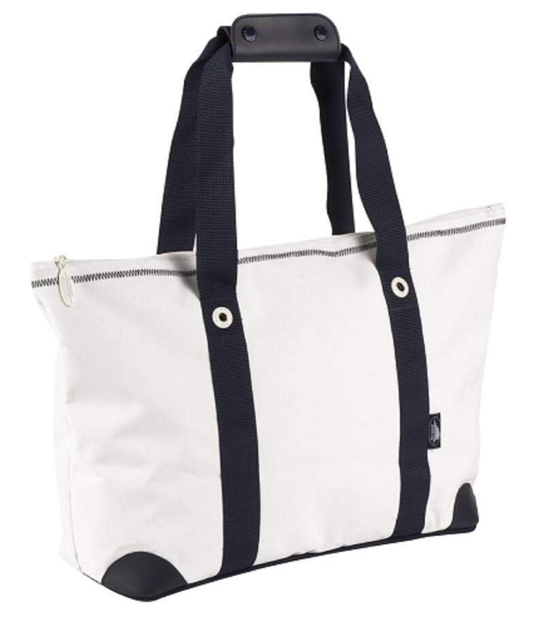 Sac shopping en toile fourre tout - PK010 - blanc et marine-1