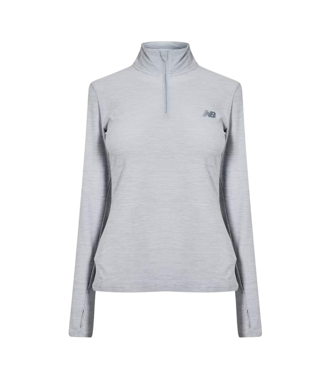 Womens/ladies Space Dye Quarter Zip Running Track Top Grey New Balance-1