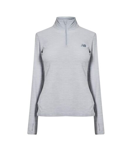 Womens/ladies Space Dye Quarter Zip Running Track Top Grey New Balance