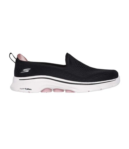 Womens/ladies go walk 7 slip-on trainers black/pink Skechers