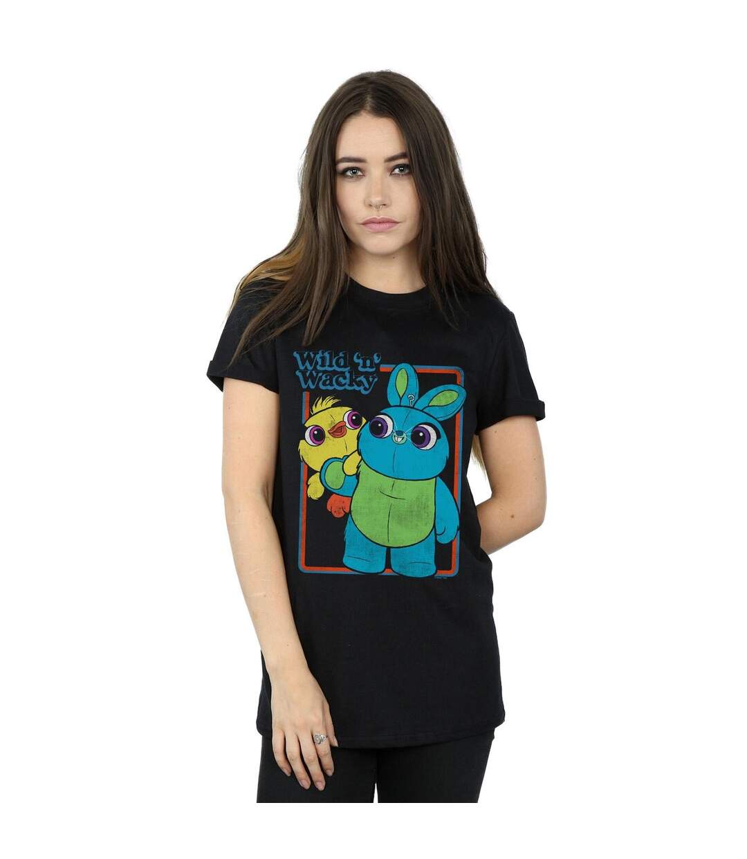 Disney Womens/Ladies Toy Story 4 Duck And Bunny Wild And Wacky Cotton Boyfriend T-Shirt (Noir) - UTBI46981-2