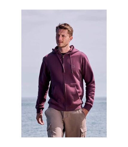 Mens woody natural zipped hoodie burgundy Animal