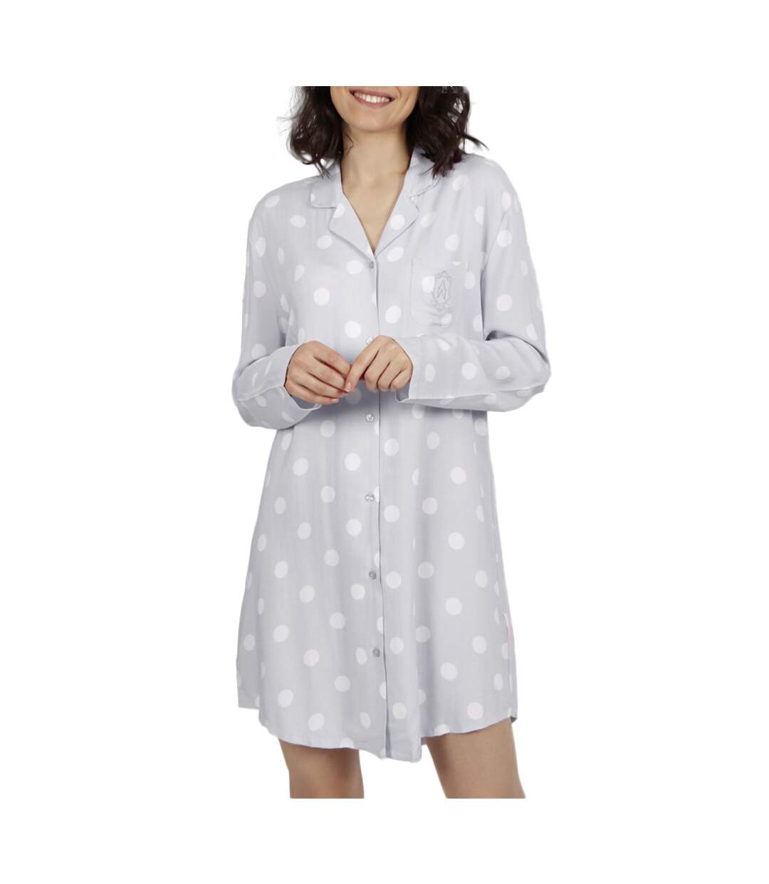 Chemise nuit manches longues Classic Dots Admas