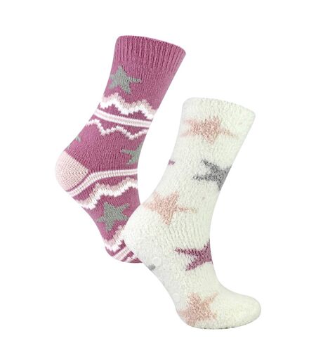 Ladies 4 Pack Fluffy Cosy Slipper Socks