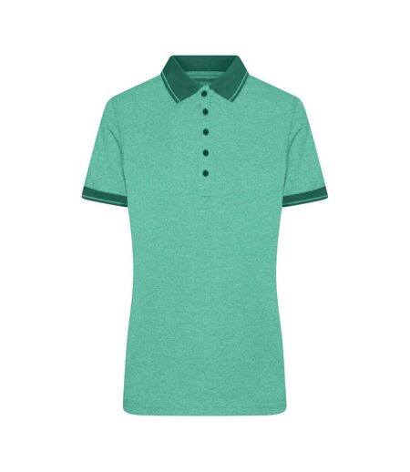 Polo Femme Vert Foncé Vert Chiné James And Nicholson