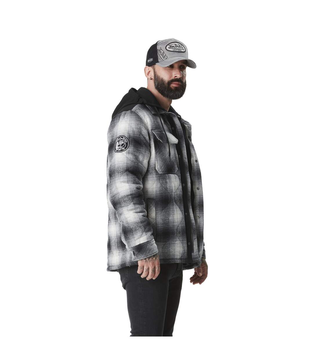 Veste homme à carreaux avec capuche molleton détachable Bastos Vondutch-3