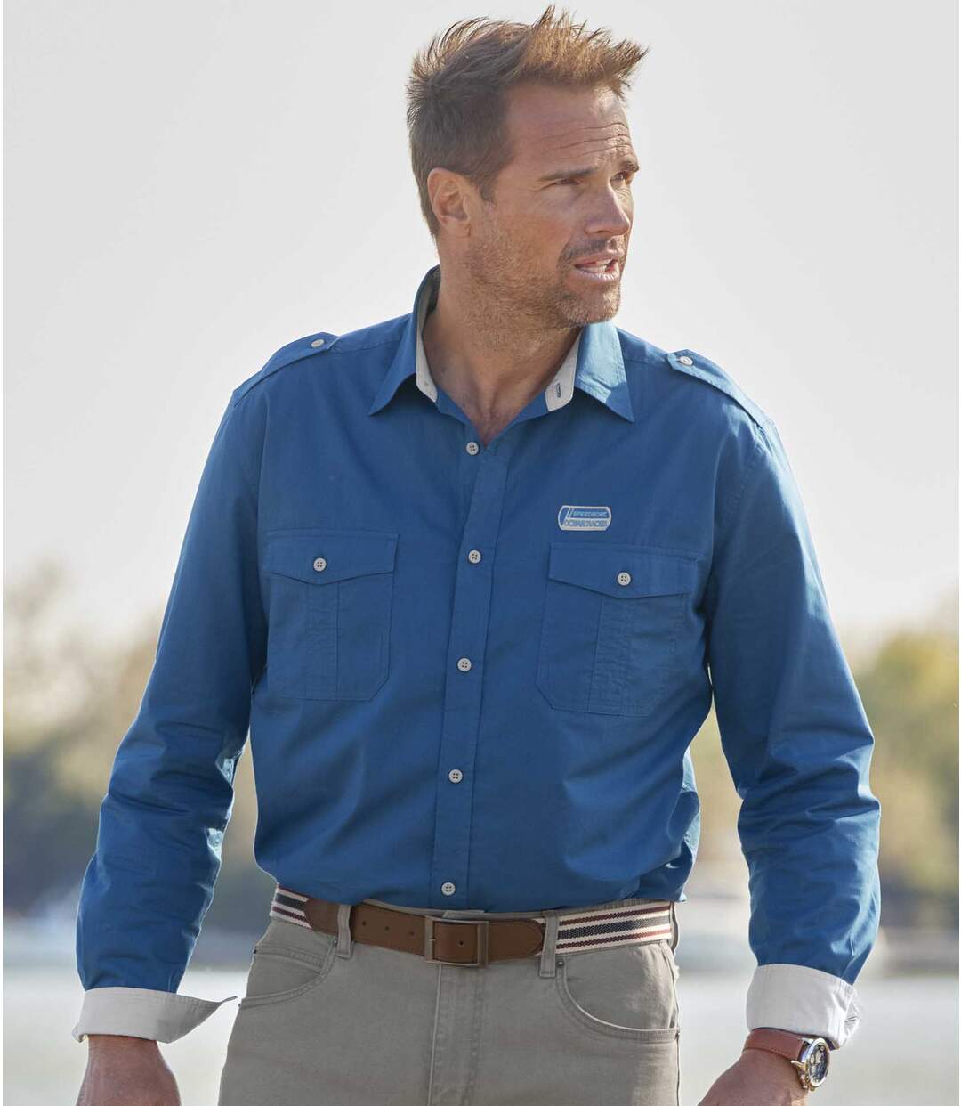 Men's Blue Aviator Shirt Atlas For Men
