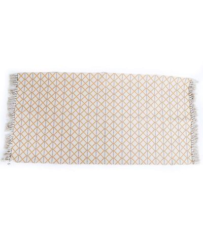 Tapis ethnique à frange Raasa - L. 140 x l. 70 cm - Beige