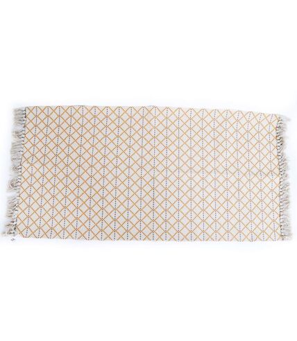 Tapis ethnique à frange Raasa - L. 140 x l. 70 cm - Beige