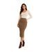 Womens/ladies Cava Ribbed Pencil Skirt Fossil Pieces-1