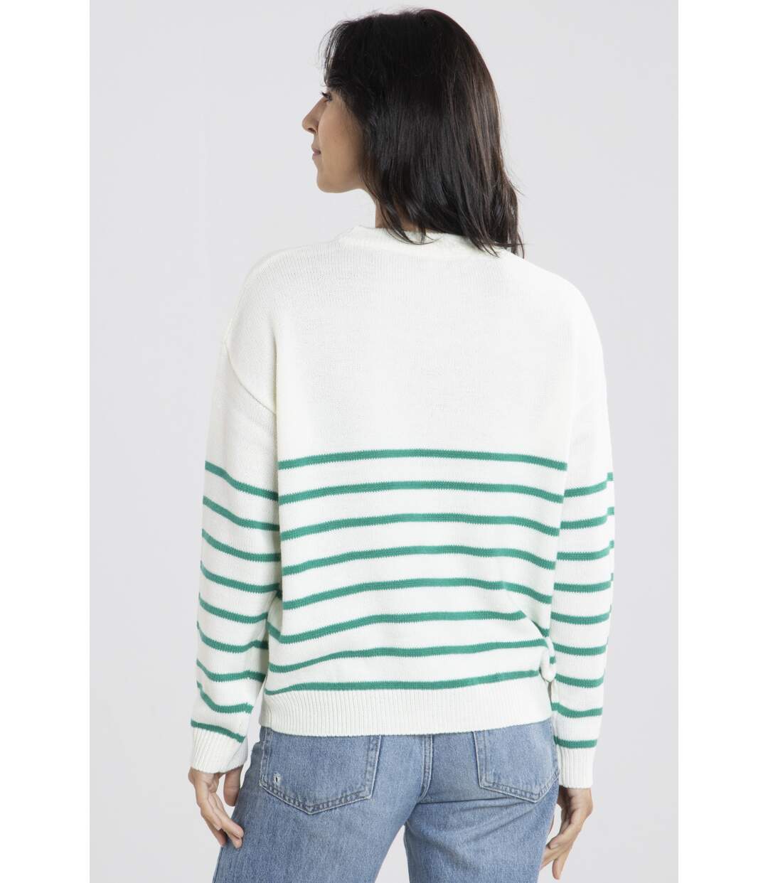 Pull Marif Blanc/Vert-3