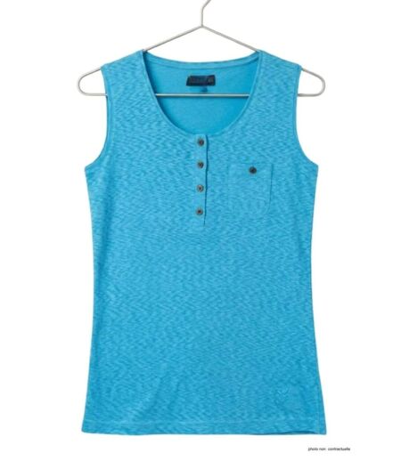 MAYFLOWER LOTUS1 — Débardeur bleu femme coton : l'élégance naturelle des boutons coconut