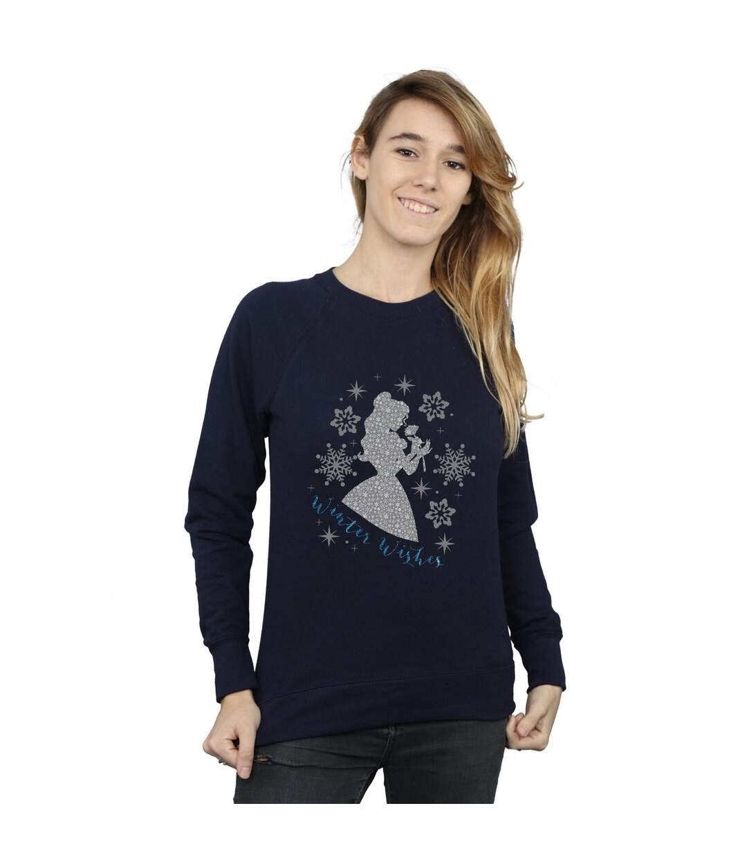 Disney Princess - Sweat BELLE WINTER SILHOUETTE - Femme (Bleu marine) - UTBI10244-2