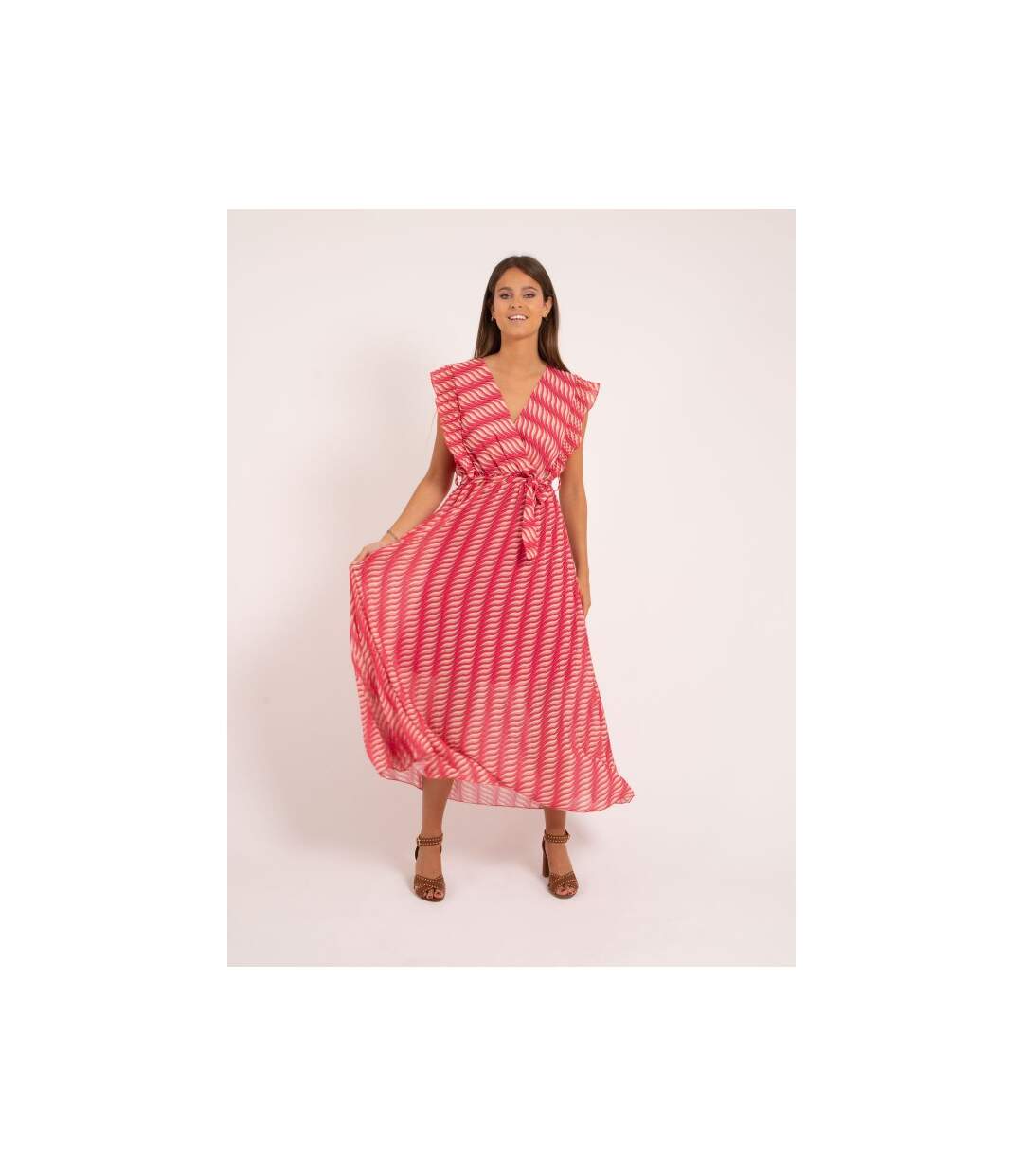 Robe longue plissée motifs IRINA - Dona X Lisa-4