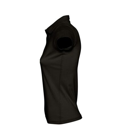 SOLS Womens/Ladies Prescott Short Sleeve Jersey Polo Shirt (Deep Black)