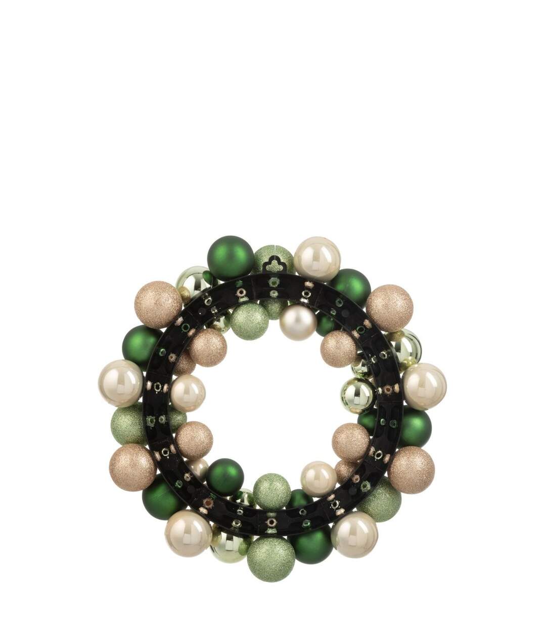 Couronne Boules de Noël Night 35cm Vert & Écru-2