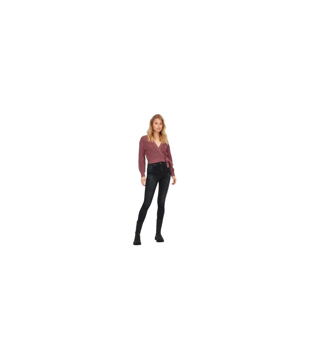 Womens/ladies Cropped V Neck Cardigan Rose Only-1