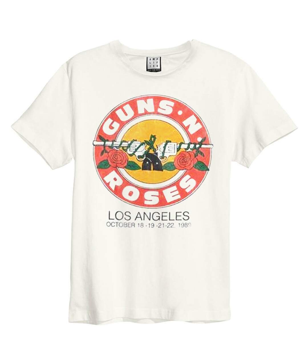 Unisex Adult Vintage Bullet Guns N Roses T-shirt Vintage White Amplified-1