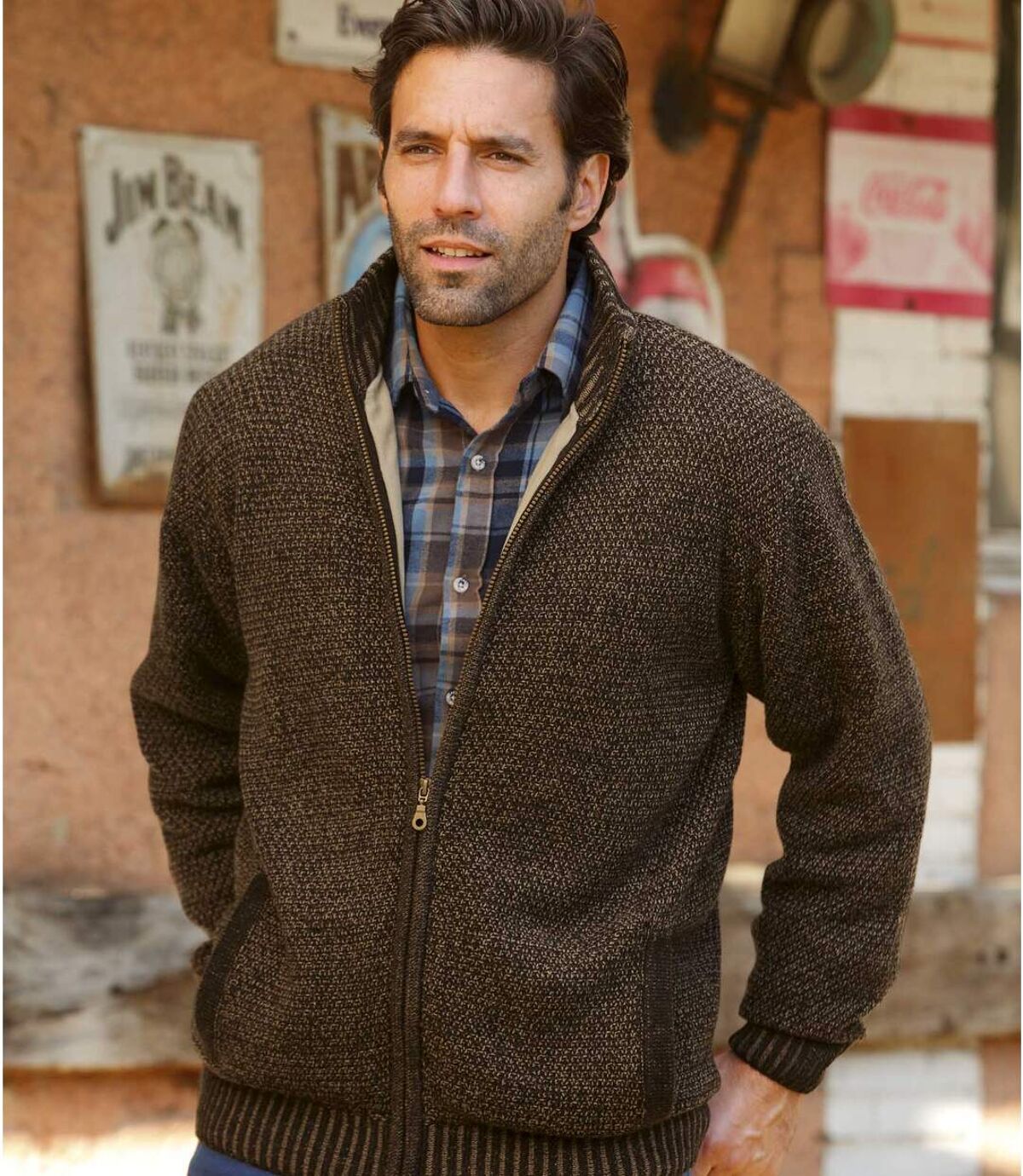 Hrejivý sveter na zips Pohoda Atlas For Men