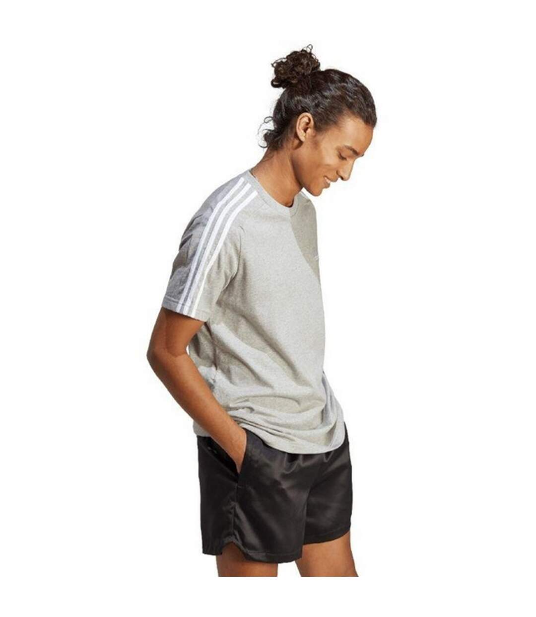 T-shirt Style 3 Rayures Essentials Homme Argenté Gris Adidas-1
