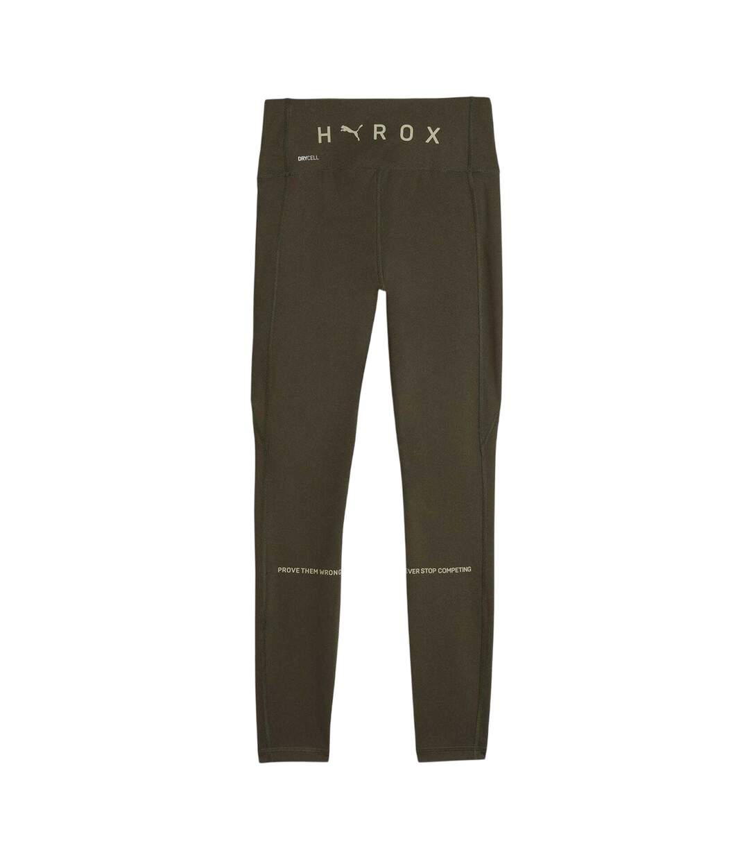 Womens/ladies Hyrox Performance Compression Tight Leggings Dark Olive Puma-2