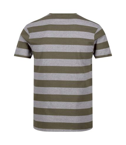 Regatta Mens Ryeden Striped Coolweave T-Shirt (Fauna/White Stone) - UTRG8851
